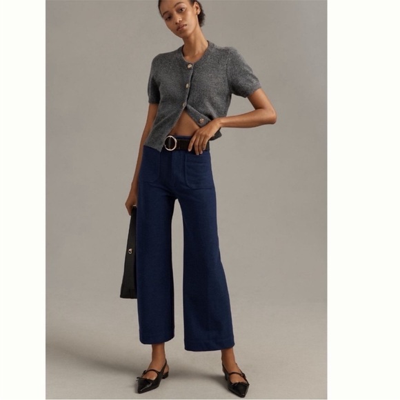 Anthropologie x Maeve The Colette Knit Crop Wide-Leg Pants, size 27 NWT,All Products : American Fashion Style Bags On Sale